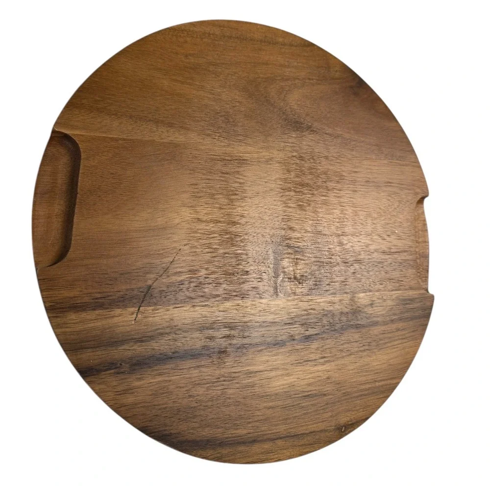 Round Wood Cutting Board Cheese Serving Tray W Groove 12 inch charcuterie WP66Q1
